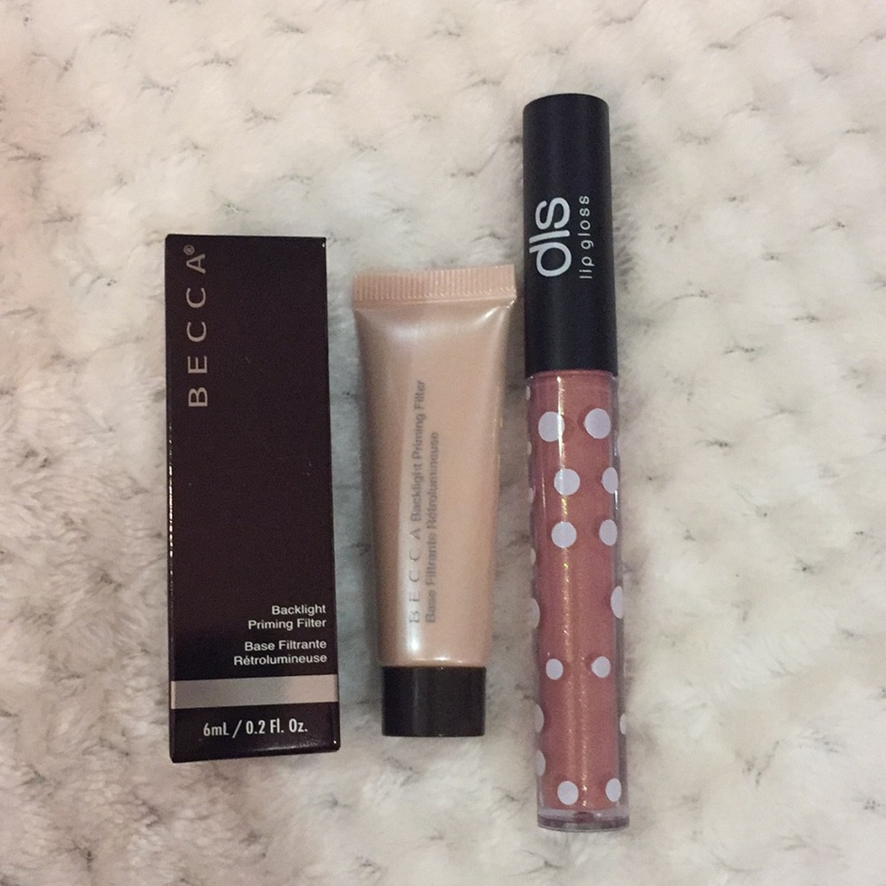 Becca backlight priming filter and DLS lip gloss